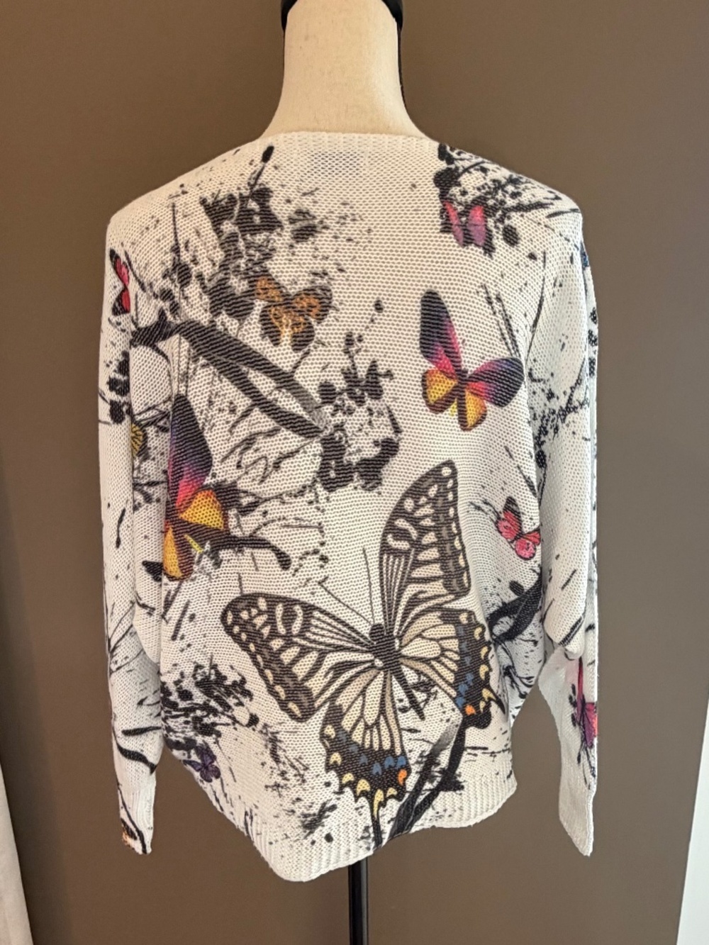 Luisa Ricci Italy Knit hite Butterfly Women's Batwing Sweater, Size Large - Picture 5 of 12